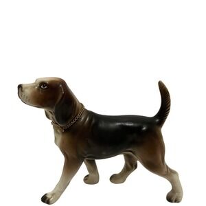 Vintage Ceramic Beagle Dog Figurine Collar Japan